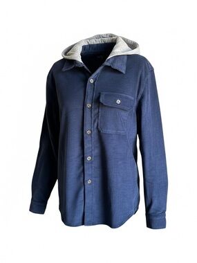 Sovereign Code Navy Button-Up Hooded Shirt
